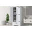 Armoire de salle de bain haute - blanc, 2 portes, 1 tiroir, tablettes réglables, protection incluse, blanc avec planche de rangement, mécanisme de basculement