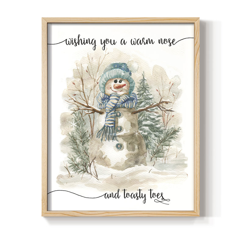 Toasty Toes Framed Print - Solid Wood, Natural, 11" H x 9" W