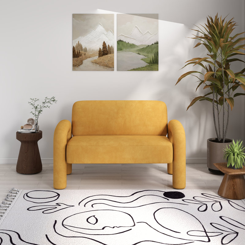 Causeuse en velours 2 places Iryanna, Jaune