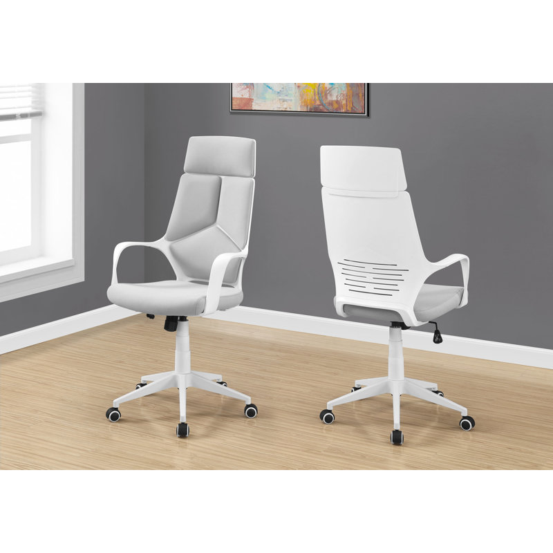 Chaise de bureau Bridney, Blanc / gris