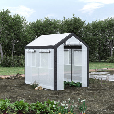 Tente de jardin 8 pi x 6 pi x 7,5 pi Walk-In Greenhouse, 6 fenêtres, 2 portes et couvercle