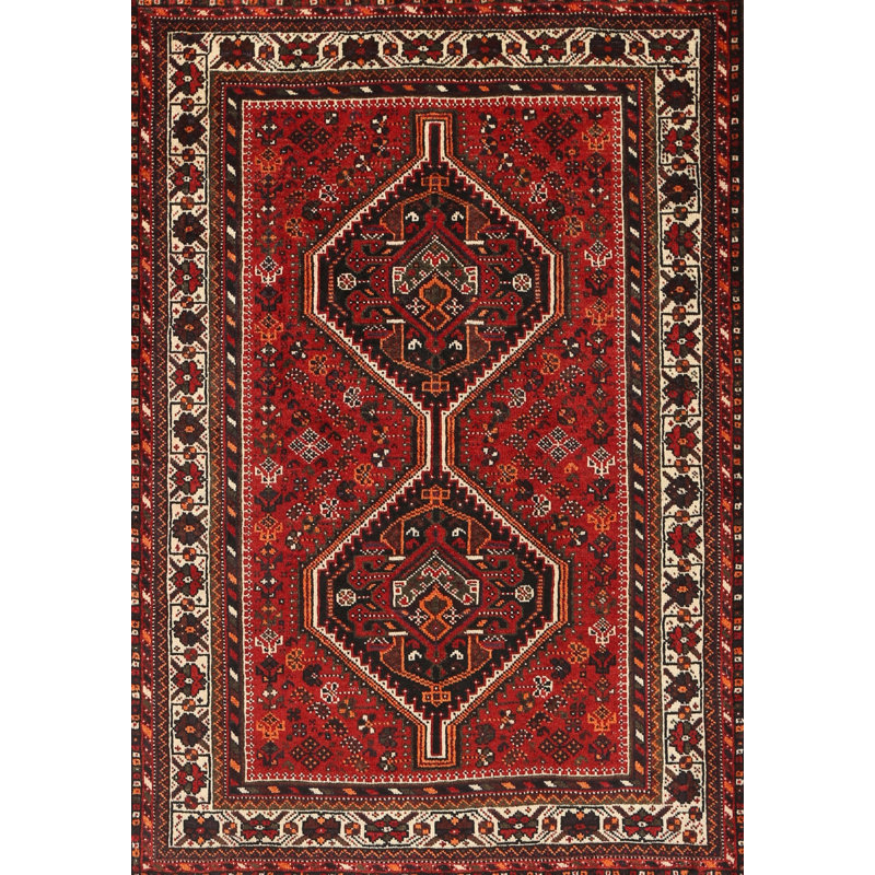 Tapis traditionnel rouge / beige / noir Enemencio, Rectangle 7 pi x 10 pi