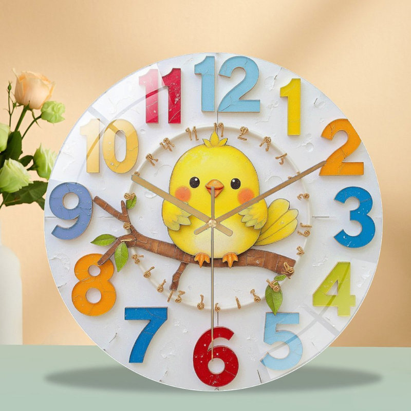 Horloge murale 12 po ronde en verre trempé avec mouvement à quartz silencieux