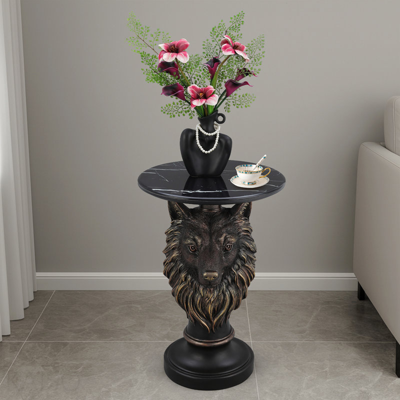 Wolf Head Accent Table - Animal Statue - Modern