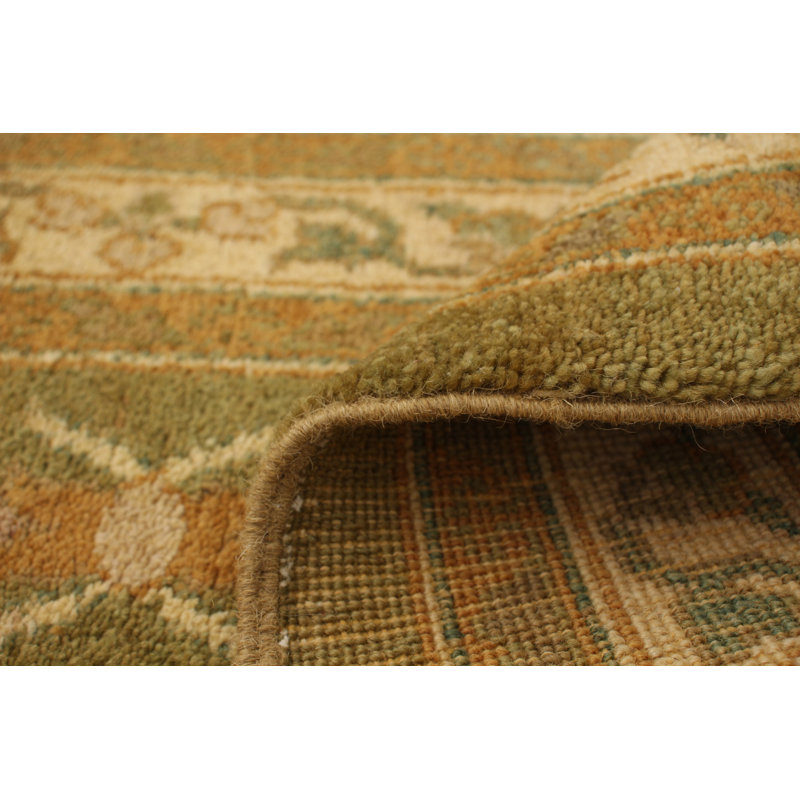Tapis de zone en laine beige/rouge 9 pi 3 po x 12 pi 4 po one-of-kind à la main-noué la 2010 ushak Ani