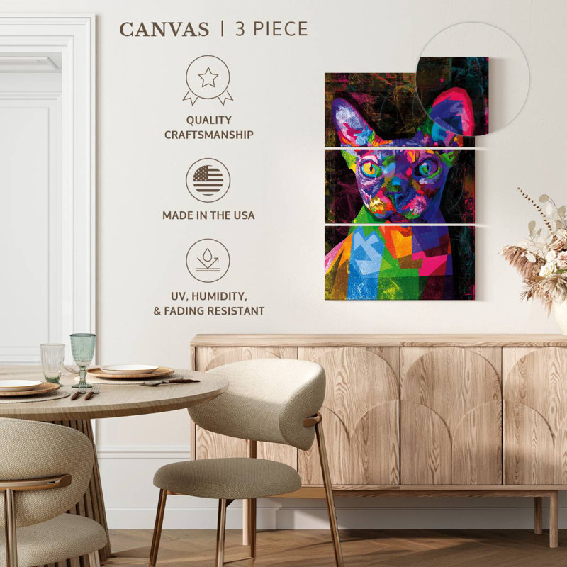Brampt Sphynx Cat Multicolored Abstract, 57" H x 36" W