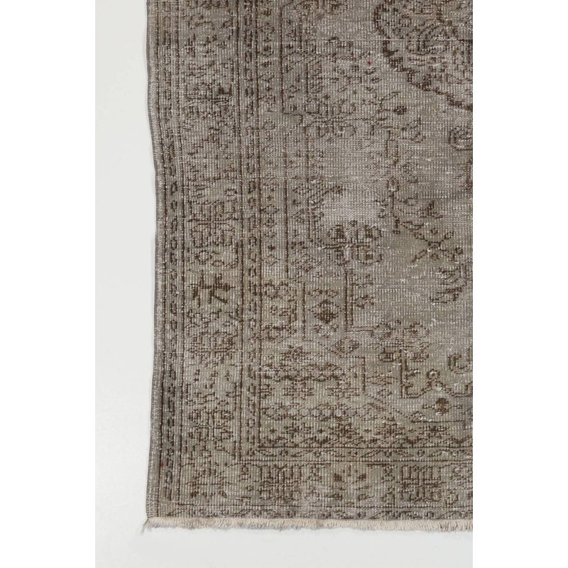 Tapis turc fait à la main de couleur grise 5,7 x 9,2 pi de couleur moderne 5,7 x 9,2 pi