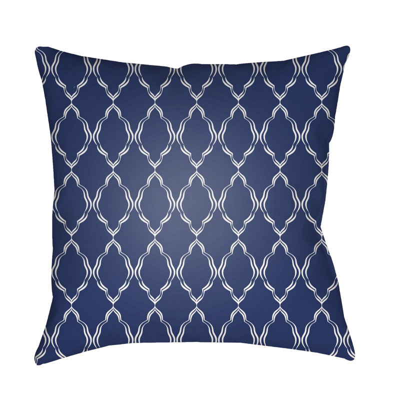 Lattice Indoor/Outdoor Throw Pillow, 20" H x 20" W x 3.5" D, Dark Blue