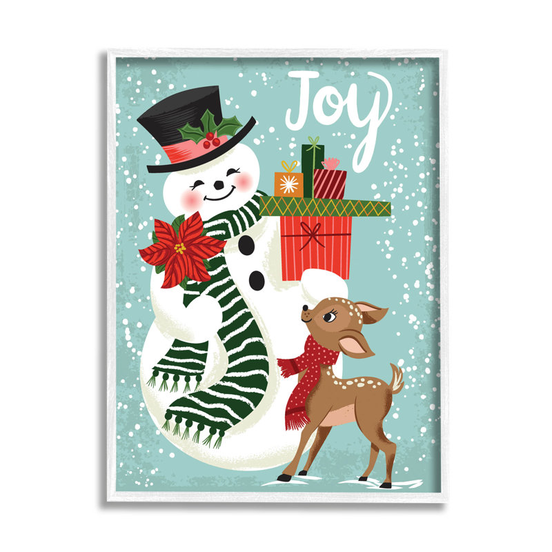 Joy Joy Snowman Holiday at-124, H 20 po x l 16 po x P 1,5 po, Giclée encadrée blanc bord de mer