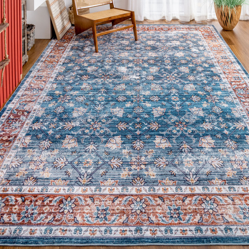 Tapis bleu performance lavable à la machine Cumberledge, Rectangle 5 pi x 7 pi
