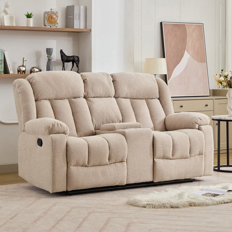 Berroa 2 Seat Recliner Sofa with Centre Console, Brown