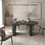 Table de salle à manger extensible pour 4 à 8 personnes, table de cuisine ovale avec base en bois pour salon familial (noir)