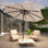 Parasol de marché avec lumières solaires, parasol de table pour la terrasse