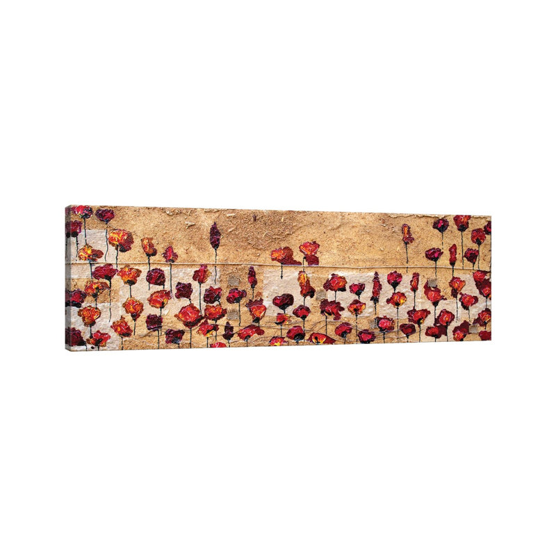 Poppies Oizzontale Segatura by Donatella Marraoni - Panoramic Painting on Canvas, Wrapped Canvas