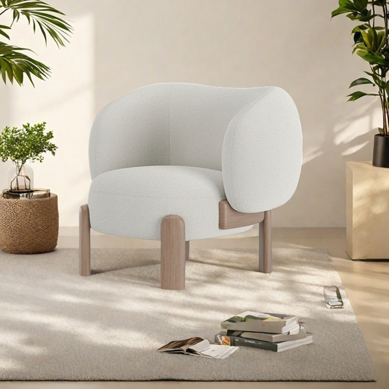 Fauteuil décontracté en polaire d'agneau clair de luxe léger