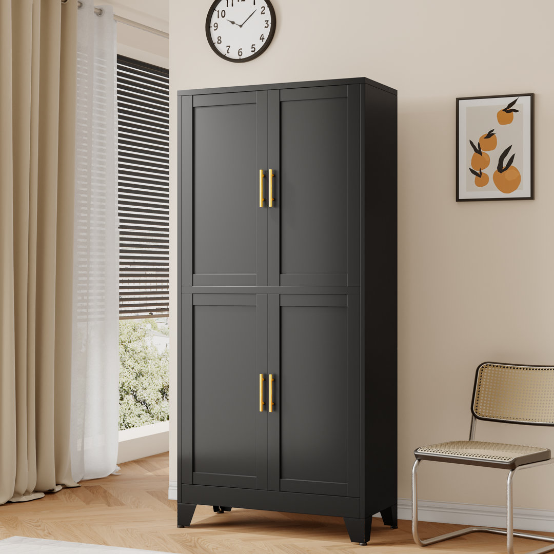 Winston Porter 74.8'' Tall Storage Cabinet With 4 Doors And Adjustable Shelves For Multiple Uses