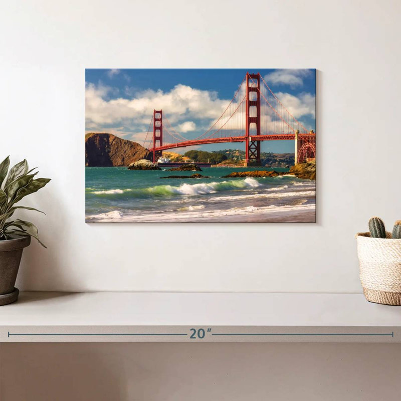 Lilie Waves Below Golden Gate Bridge, 8" H x 12" W
