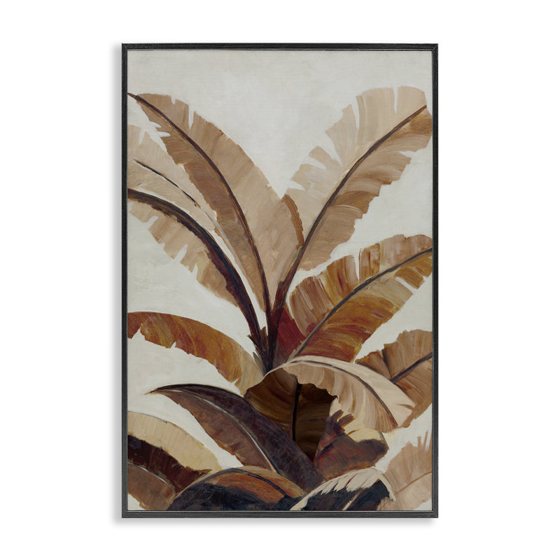  Neutral Tropical Fan Leaves Black Framed Giclee Art by Jacob Q, H 30 po x l 20 po, Giclée encadrée noir minuit