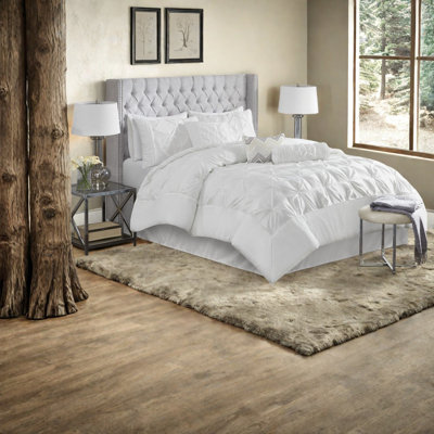 Modern 7 Piece Full Bedding Sets, 100% Polyester Tufted White Comforter