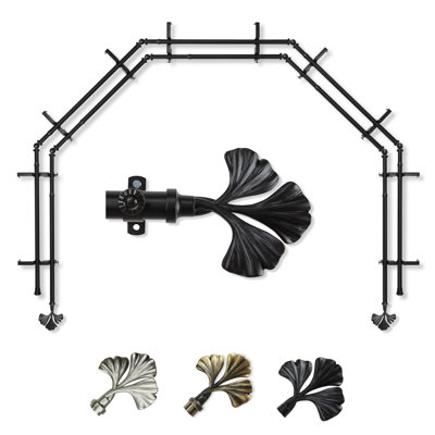 Steel Adjustable 28'' to 48'' 0.81'' Bay Window Double Curtain Rod