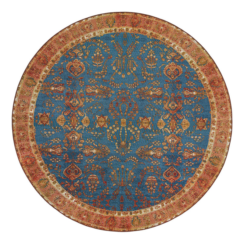 Indoor/Outdoor Traditional Area Rug, Round 7'10"