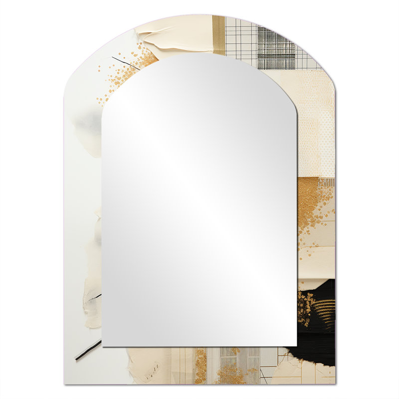 Grey and Gold Sunset Collage V - Abstract Collages Asymmetrical Unique Wall Mirror, Modern Unique Shape Mirror, Printed Metal Art