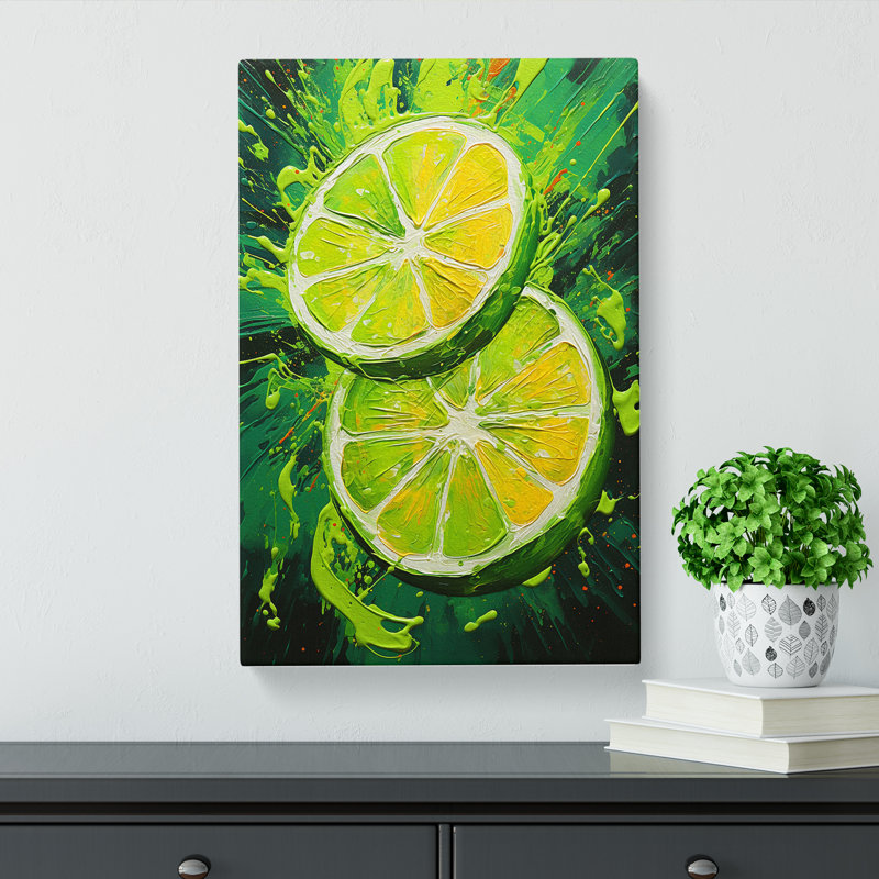 Sliced Lime Expressionism - Wrapped Canvas, 60cm H x 40cm W x 3cm D