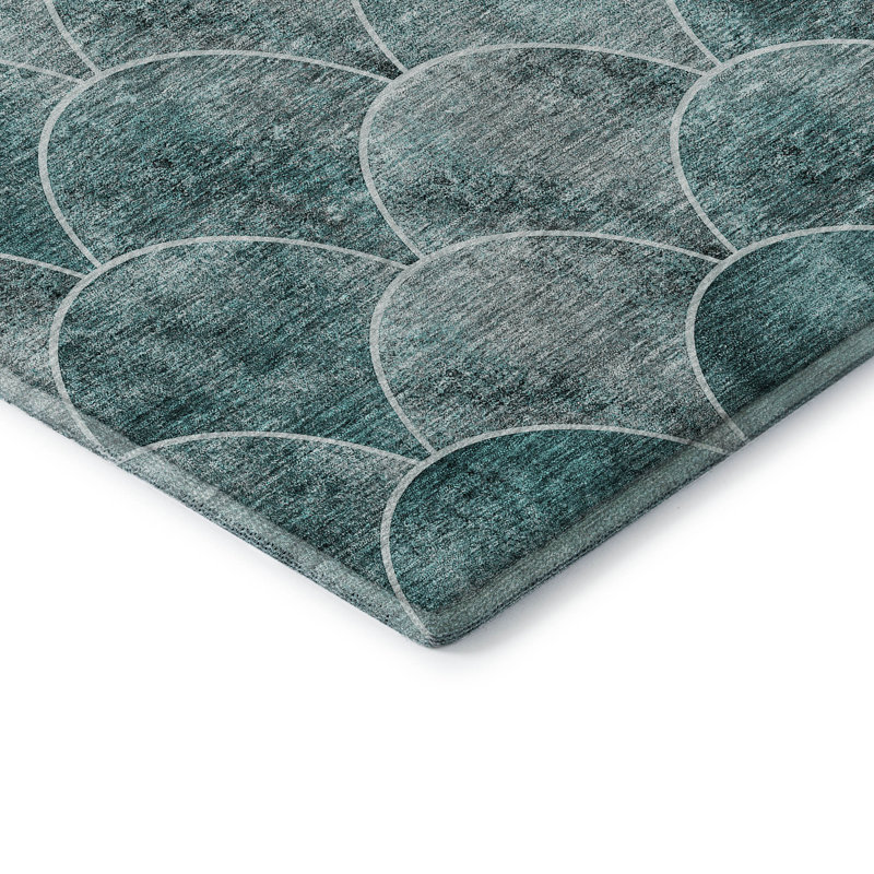 Tapis bleu sarcelle lavable à la machine de qualité supérieure Cerrito AMF594, Rectangle 2 pi 6 po x 3 pi 10 po