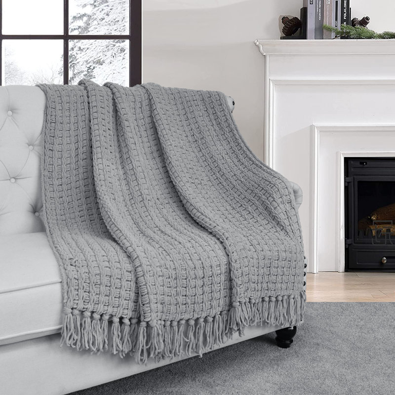 Jeté tricoté Space Yarn, Gris charbon, 50 po x 60 po
