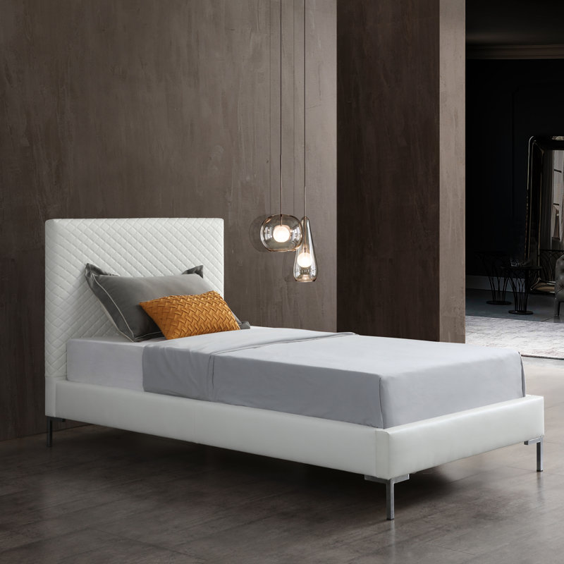 Structure de lit en similicuir Anghelache, Blanc, Double