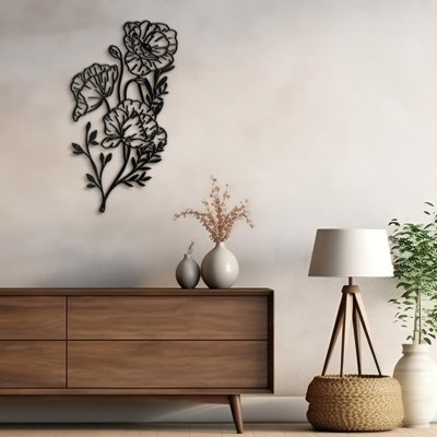 Line flower Minimalist Modern Abstract Wall Accent Sculpture Hanging Decoration Metal Wall Decor