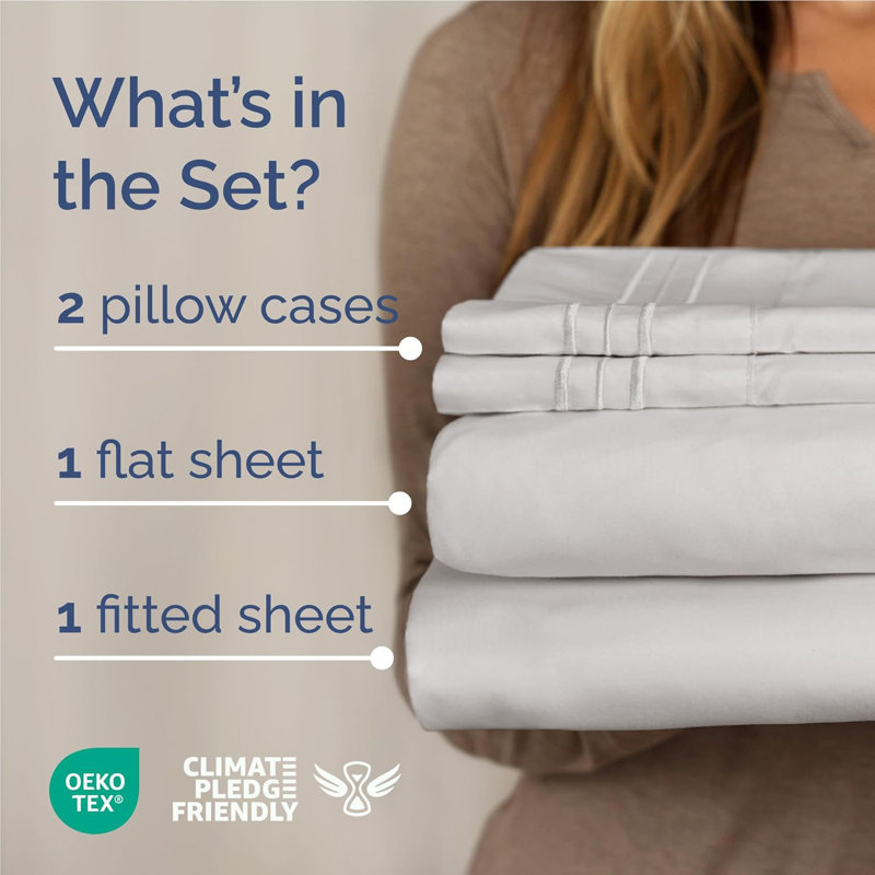 Premium Cooling, Soft & Wrinkle Free Sheet Set - Ultra Soft & Premium Hotel Luxury Bed Sheet Set, French Gray