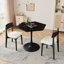 Table basse hexagonale moderne 31,50 "avec plateau noir imprimé, base en métal, pour la salle à manger, la cuisine, le salon