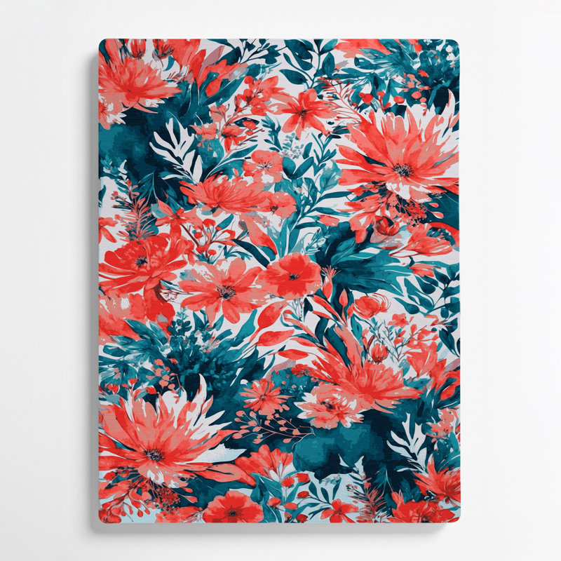 Aquarelle florale, art mural rouge en métal 26, H 10 po x l 8 po
