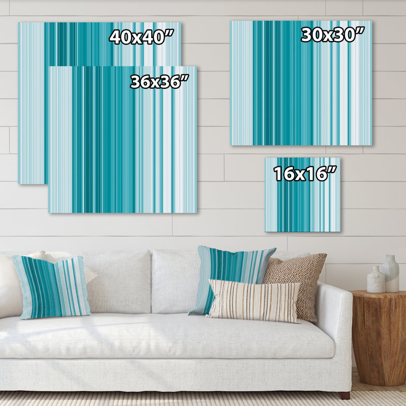 Reproduction d'art mural sur toile à rayures verticales turquoise, H 16 po x l 16 po x P 1 po, Toile tendue