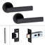  5 Pairs Delta Design Door Handles on Round Rose in Matt Black Finish with 2.5" Tubular Latch - 52mm Diameter