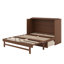 Grand lit escamotable, armoire-lit en bois de pin avec centrale électrique et panneau de décoration en rotin-113029308