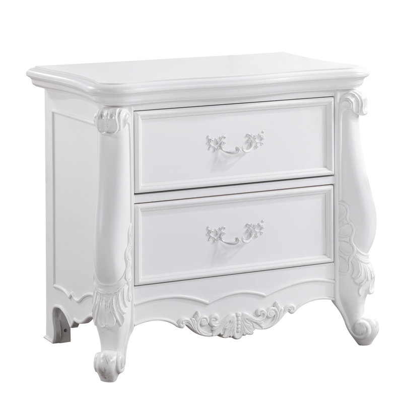 Table de chevet à finition blanche pour chambre à coucher - Option de hauteur de 30 pouces polyvalente avec tiroir à doublure lisse