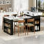 Îlot de cuisine extensible avec plateau de table pliable, prise de courant et crochets-773440710