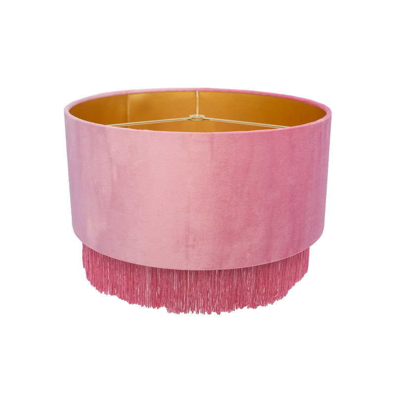 Abat-jour tambour en velours (araignée), H 10,24 po x l 15,75 po x P 15,75 po, Rose clair