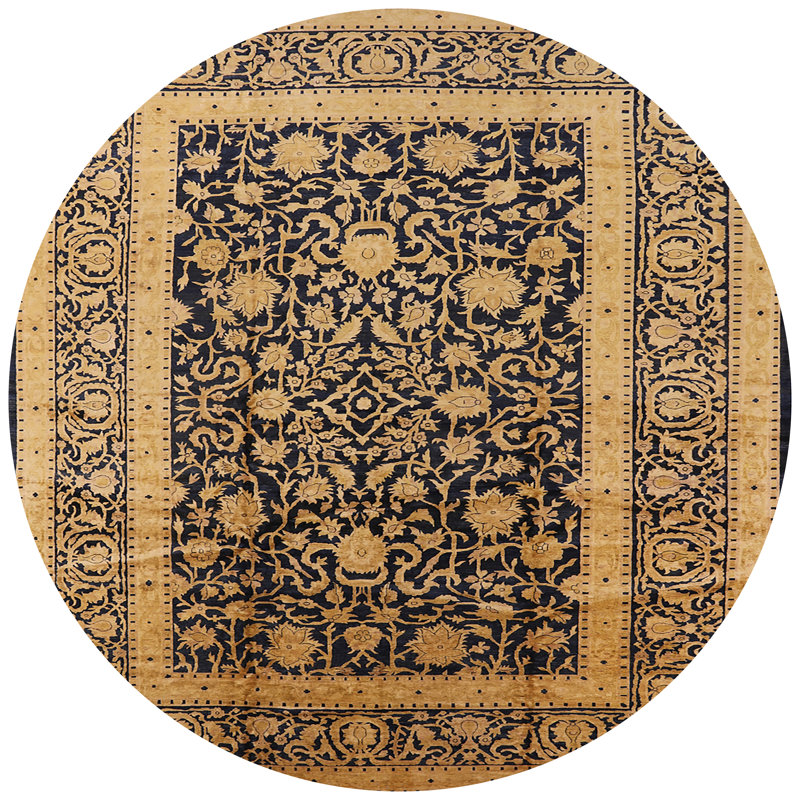 Tapis beige / bleu marine Sporgh, Rond 4 pi