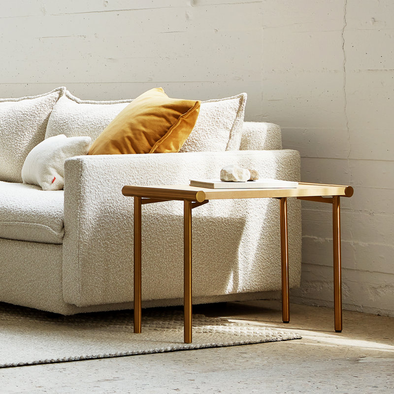 Manifold End Table, Blonde Ash Top/Brass Base