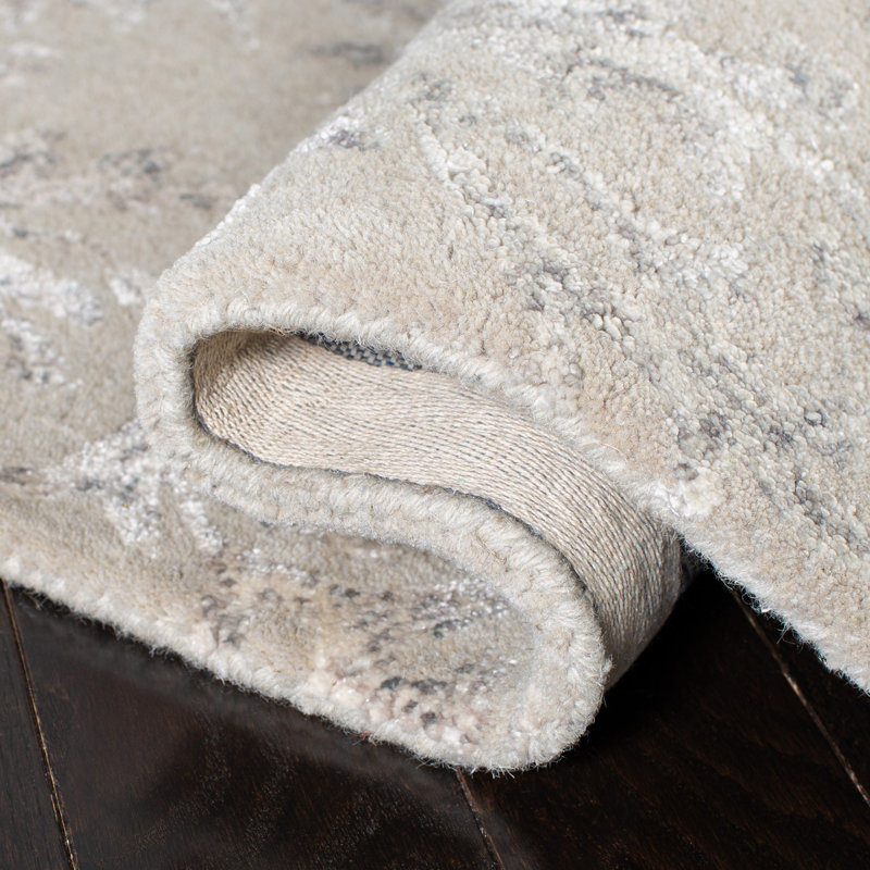 Tapis gris en viscose / laine touffeté à la main Tivoli, Rectangle 4 pi x 6 pi