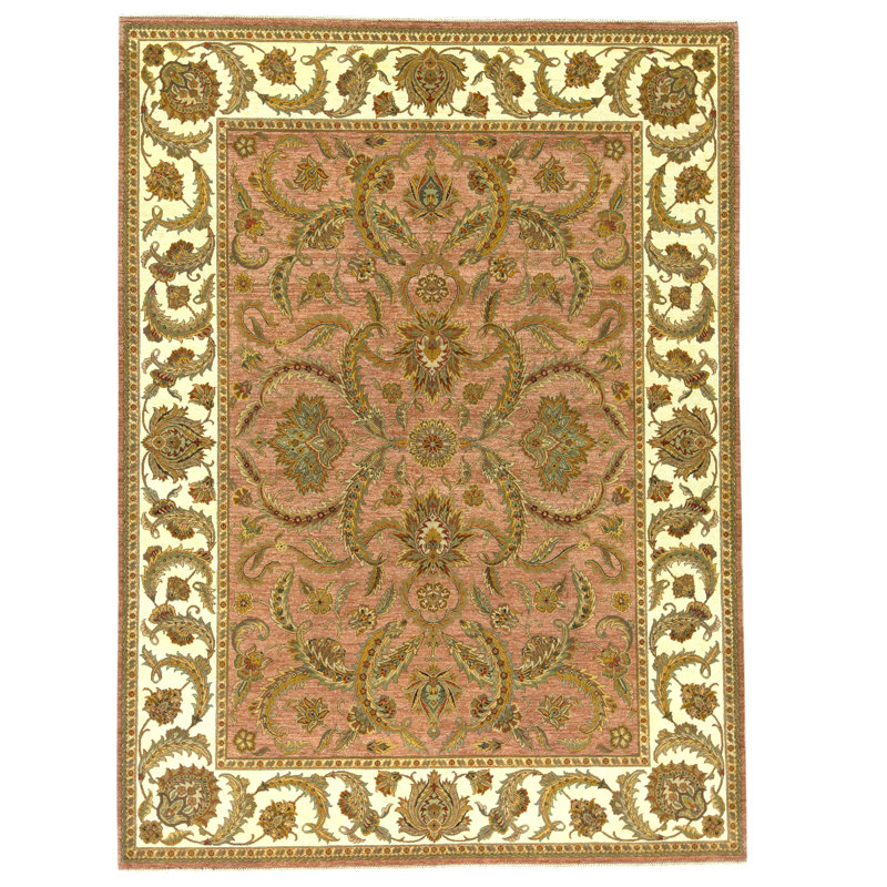 Tapis rouille et crème noué à la main de haute qualité