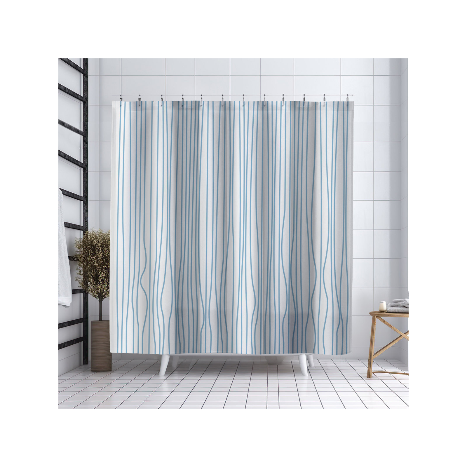 Coco Polyester Shower Curtain, Blue