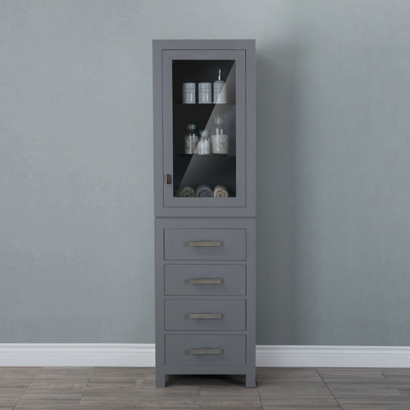 Esita Solid Wood Linen Cabinet, Gray