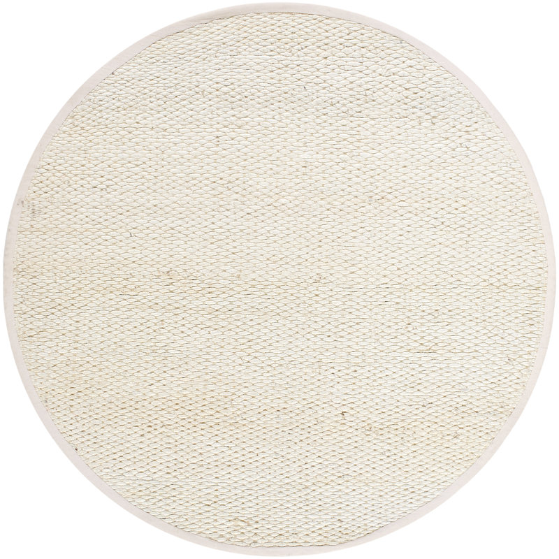 Tapis uni en jute de couleur unie à tissage plat brun clair, Rond 8 pi