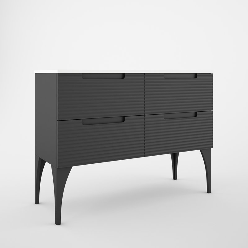 Meuble-lavabo double autoportant 48 po avec comptoir en céramique Moncler, gris