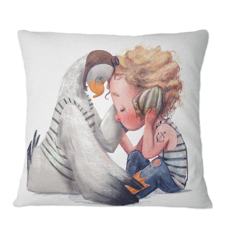 Coussin Little Girl With Albatros II, 16 po x 16 po