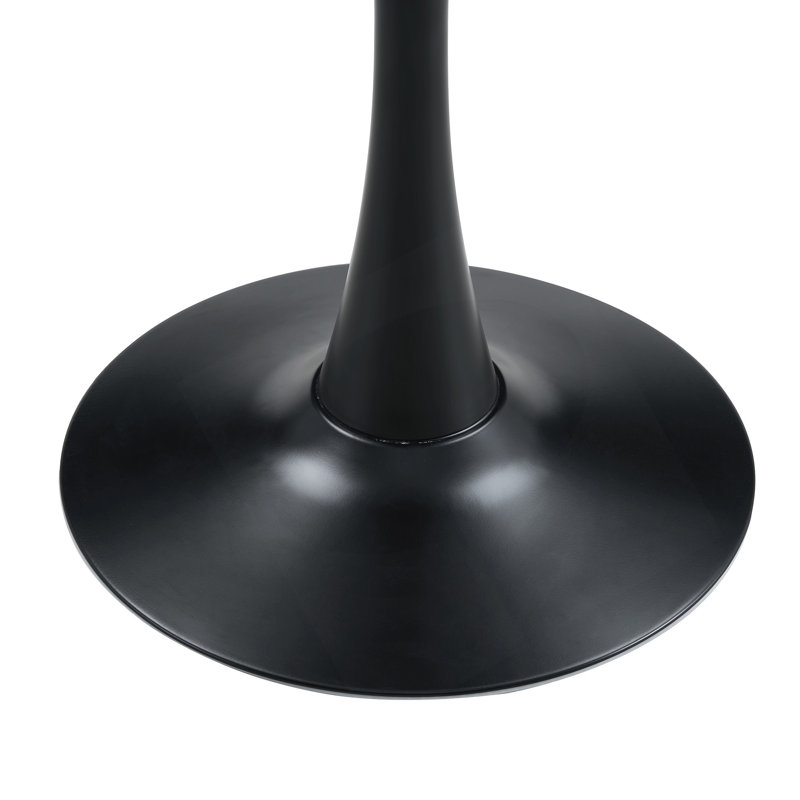 Round Dining Table, Walnut/Black, 28.3" H x 23.6" L x 23.6" W